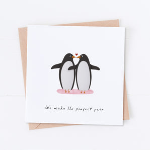 Perfect Pair Penguins Valentine's Card
