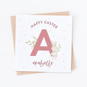 Pink Initial Happy Easter Card