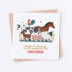 Farm Animals Birthday Card