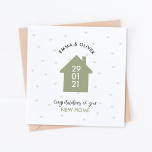 New Home Congratulations, Name and Date Card