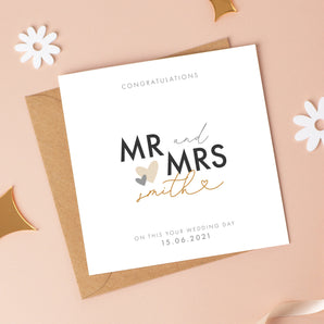 Mr & Mrs Name and Date Card