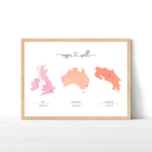 Memorable Location - Triple Map Print