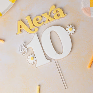 Name & Age Daisy Cake Topper