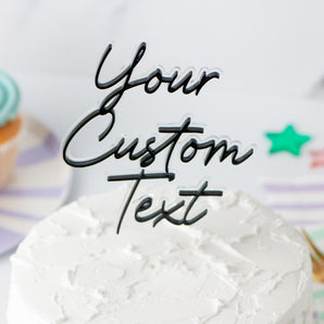 "Floating" Effect Custom Text Script Cake Topper 3 Lines