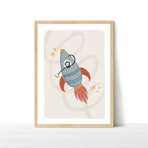 Space Monkey Rocket Print