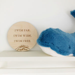 "Swim Far" Nursery Plaque