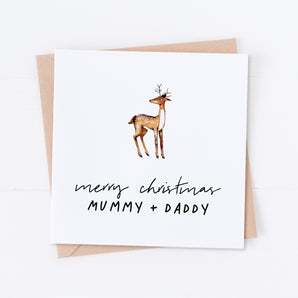 Mummy and Daddy Deer Christmas Card