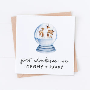 First Christmas as Mummy and Daddy Snow Globe Card