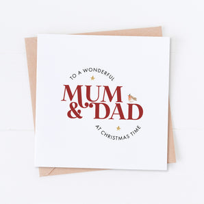 Wonderful Mum & Dad at Christmas Time Card