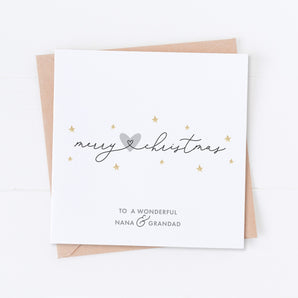 Silver/Grey Merry Christmas Hearts Card