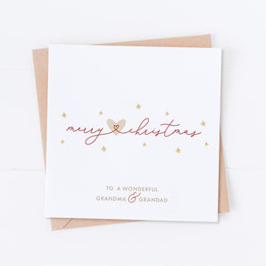 Red/Beige Merry Christmas Hearts Card