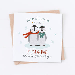 Any Relation Penguins at Christmas Card