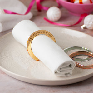 Mirrored Eat, Drink & Be Merry Christmas Napkin Rings