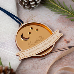 Personalised Moon and Stars Christmas Decoration