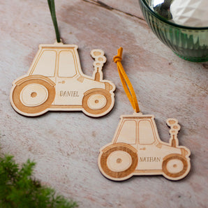 Personalised Tractor Christmas Decoration