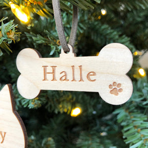 Personalised Dog Bone & Paw Bauble