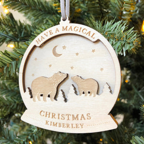 Polar Bears Wooden Bauble