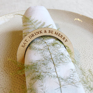 Eat, Drink & Be Merry Christmas Napkin Rings