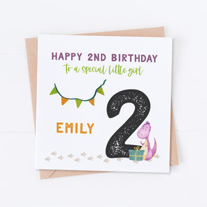 Pink Dinosaur Birthday Card