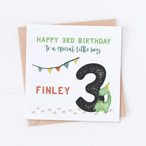 Green Dinosaur Birthday Card