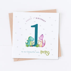 Teal Dino Birthday Card