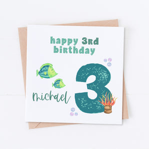 Teal Fish Birthday Card