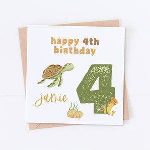 Green Turtle Birthday Card