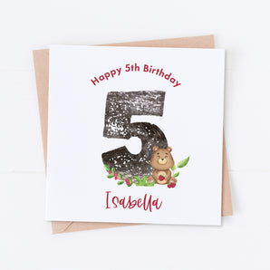 Bear Woodland Birthday Card