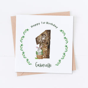 Bunny Woodland Birthday Card