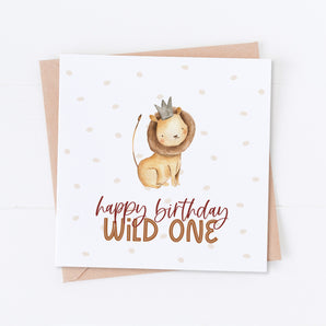 Lion Wild One Birthday Card