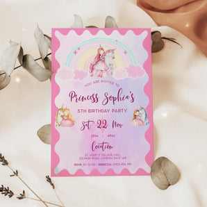 Princess Unicorn Birthday Invitation